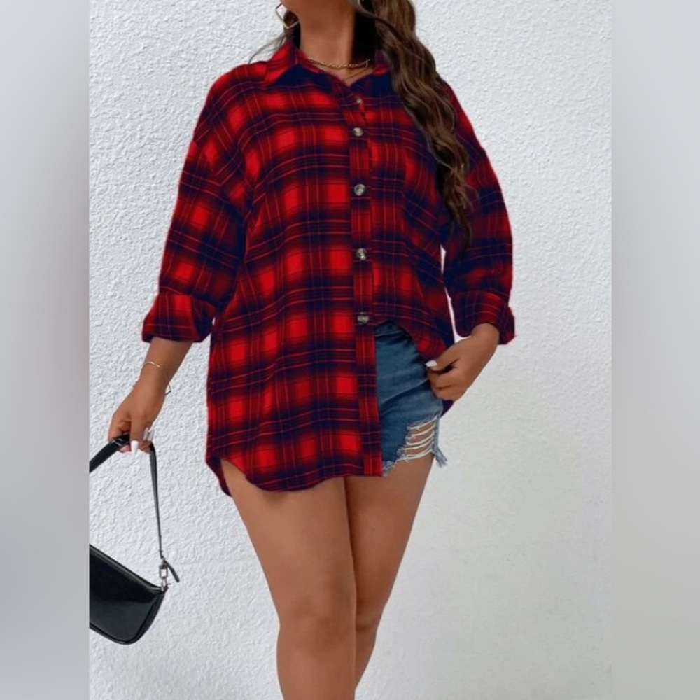 Mossimo supply co boyfriend red fit flannel